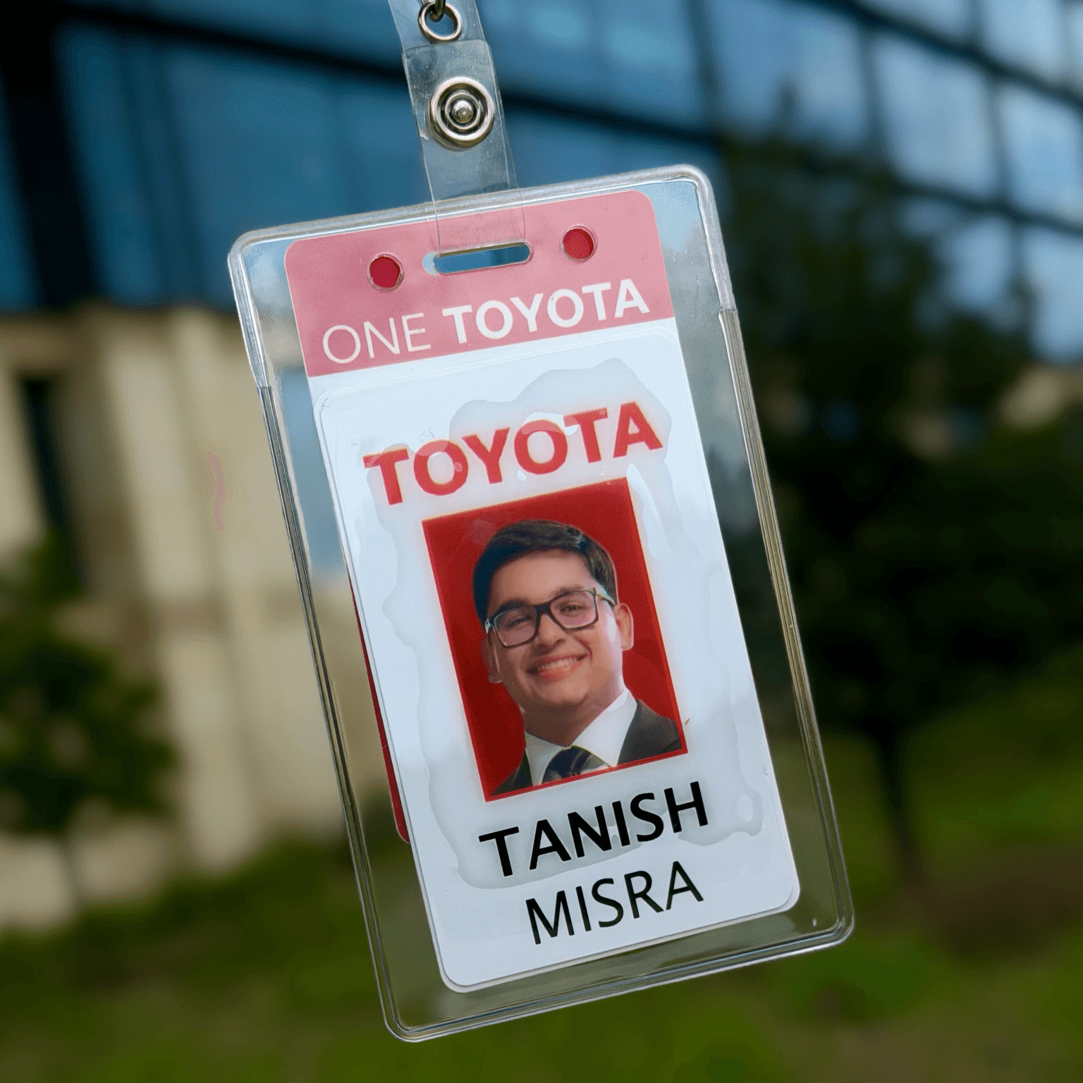 My badge on day one at Toyota's Plano campus